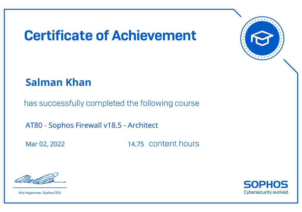 Sophos Firewall v18.5 Architect