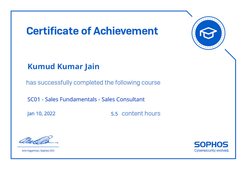 Sophos Certified Sales Consultant