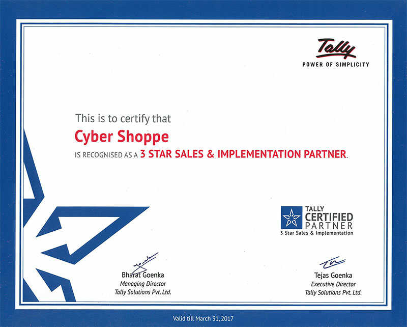 Tally 3 Star Sales & Implementation Partner