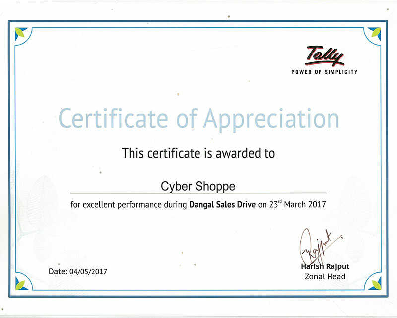 Tally Certificate of Appreciation