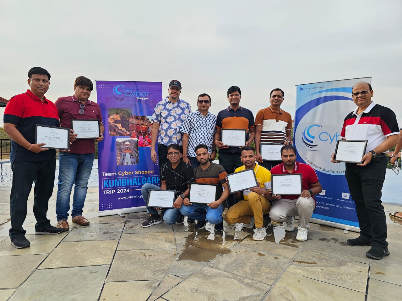 Award recipients with their certificates on the Kumbhalgarh team trip in 2023.